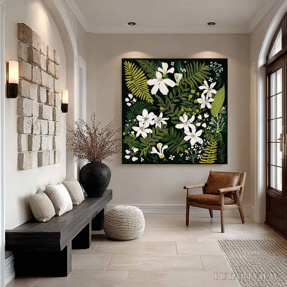 BUYARTVIEW Midnight Garden – Dark Botanical Floral Painting - image 4