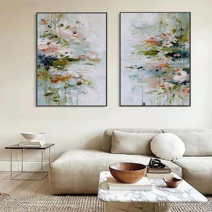 BUYARTVIEW Garden Reverie – Abstract Impressionist Floral Diptych Painting - image 4