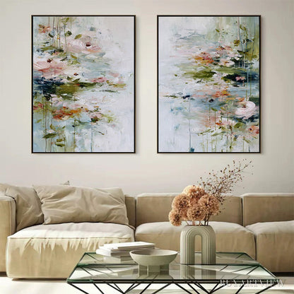 BUYARTVIEW Garden Reverie – Abstract Impressionist Floral Diptych Painting - image 6