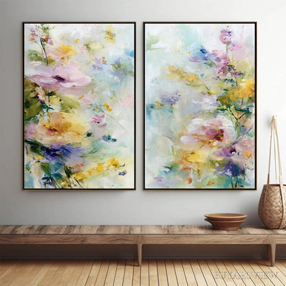 BUYARTVIEW Jardin Secret – Impressionistic Abstract Floral Painting Set of 2 - image 2