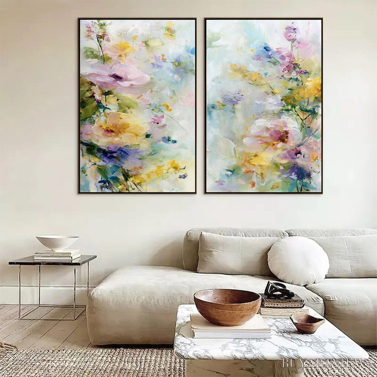 BUYARTVIEW Jardin Secret – Impressionistic Abstract Floral Painting Set of 2 - image 6