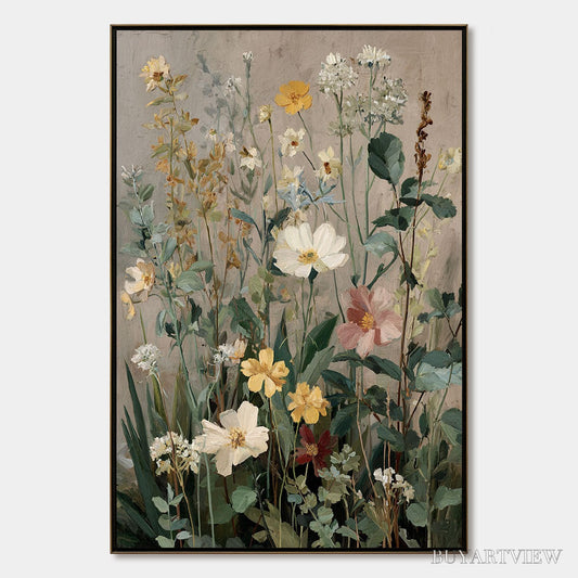 BUYARTVIEW Wild Bloom Serenade – Vintage Style Wildflower Meadow Oil Painting - image 1
