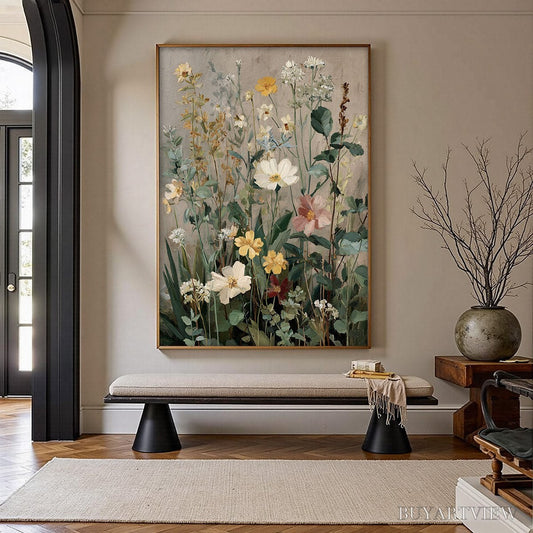 BUYARTVIEW Wild Bloom Serenade – Vintage Style Wildflower Meadow Oil Painting - image 2