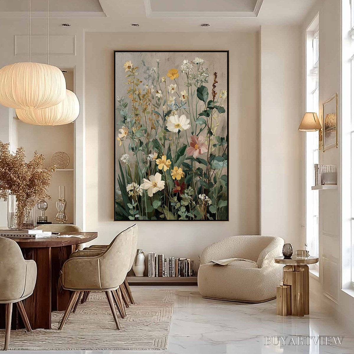 BUYARTVIEW Wild Bloom Serenade – Vintage Style Wildflower Meadow Oil Painting - image 4