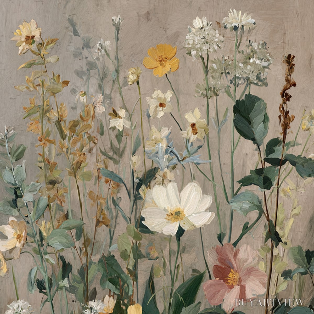 BUYARTVIEW Wild Bloom Serenade – Vintage Style Wildflower Meadow Oil Painting - image 5