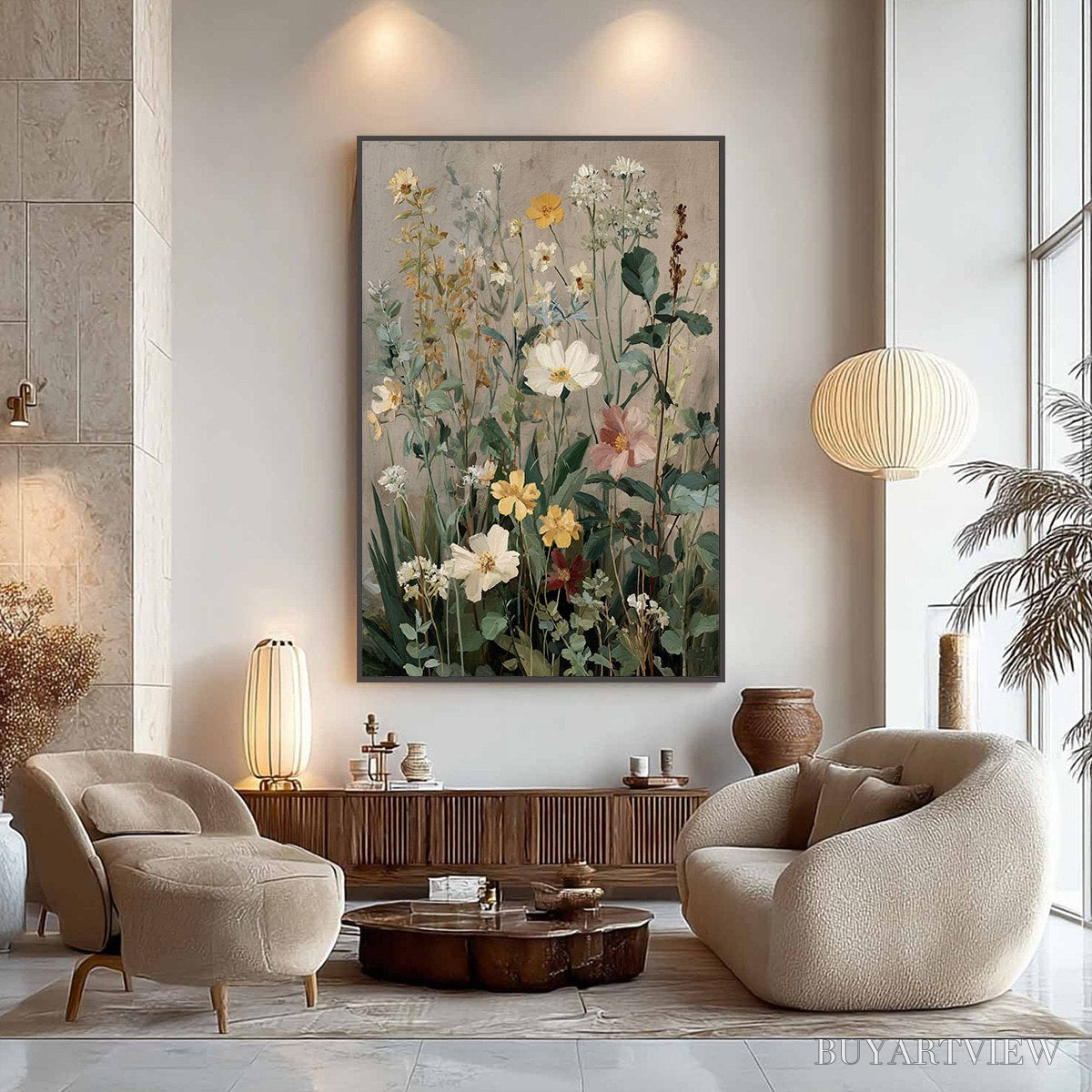 BUYARTVIEW Wild Bloom Serenade – Vintage Style Wildflower Meadow Oil Painting - image 6