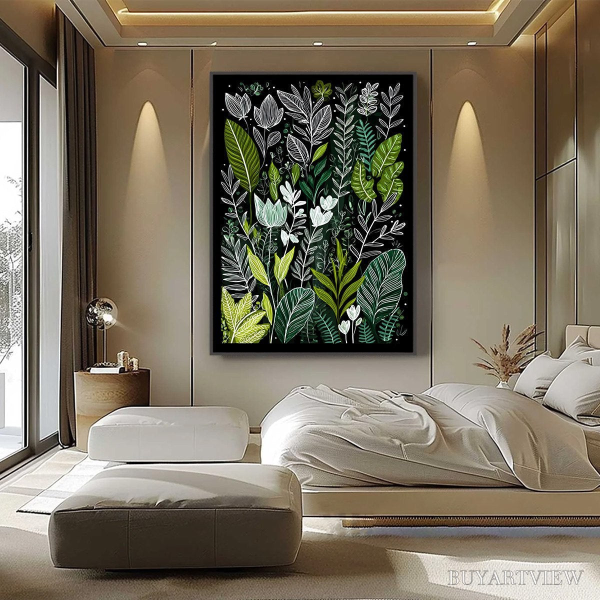 BUYARTVIEW Nocturnal Garden – Modern Graphic Botanical Illustration Art - image 2