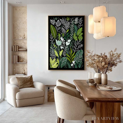 BUYARTVIEW Nocturnal Garden – Modern Graphic Botanical Illustration Art - image 4
