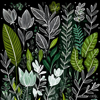 BUYARTVIEW Nocturnal Garden – Modern Graphic Botanical Illustration Art - image 5