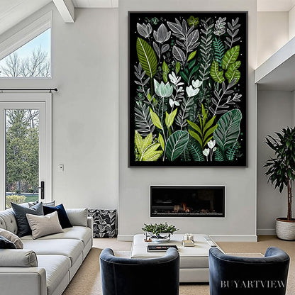 BUYARTVIEW Nocturnal Garden – Modern Graphic Botanical Illustration Art - image 6