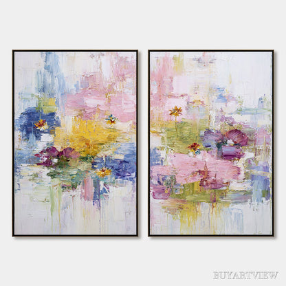 BUYARTVIEW Reflections in Bloom – Colorful Abstract Floral Palette Knife Painting Set - image 1