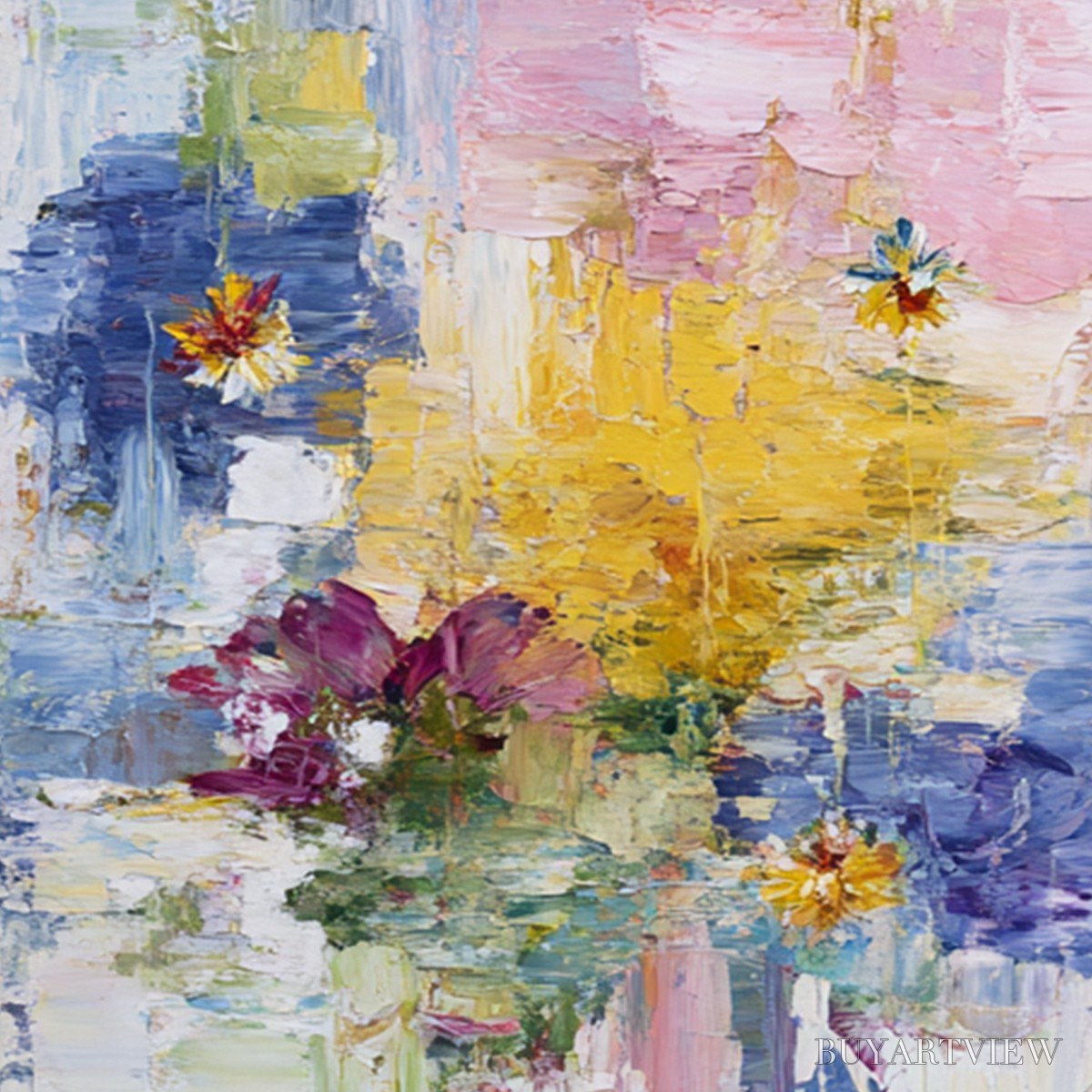 BUYARTVIEW Reflections in Bloom – Colorful Abstract Floral Palette Knife Painting Set - image 3