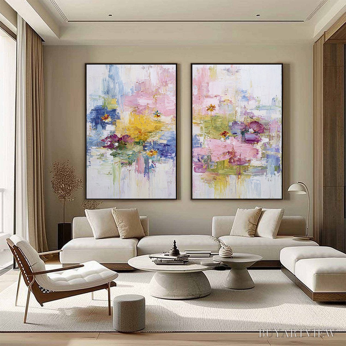 BUYARTVIEW Reflections in Bloom – Colorful Abstract Floral Palette Knife Painting Set - image 4