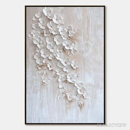 BUYARTVIEW Blossom Cascade – Textured Wabi Sabi 3D Flower Painting - image 1