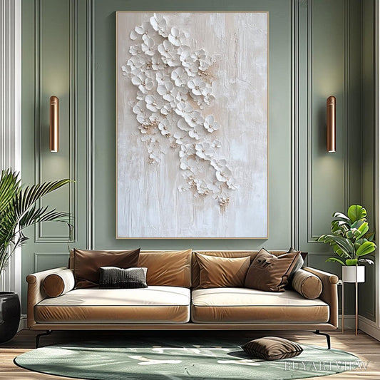 BUYARTVIEW Blossom Cascade – Textured Wabi Sabi 3D Flower Painting - image 2