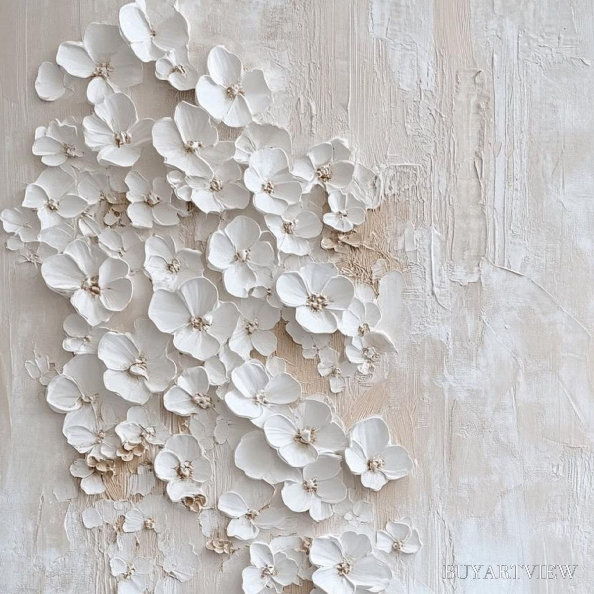 BUYARTVIEW Blossom Cascade – Textured Wabi Sabi 3D Flower Painting - image 3