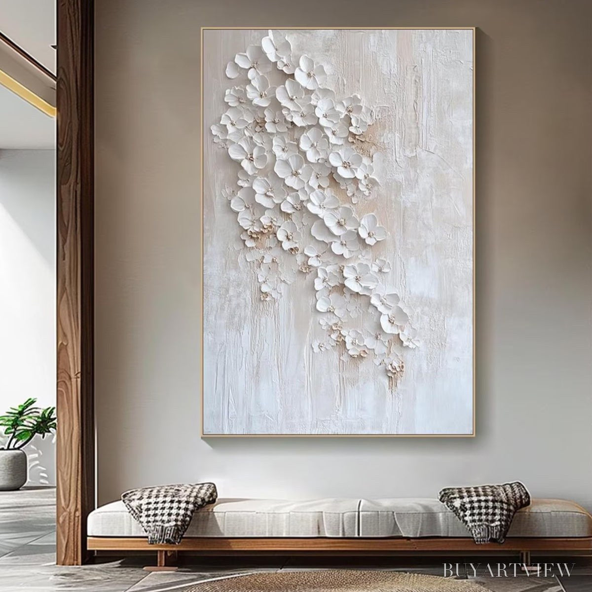 BUYARTVIEW Blossom Cascade – Textured Wabi Sabi 3D Flower Painting - image 4
