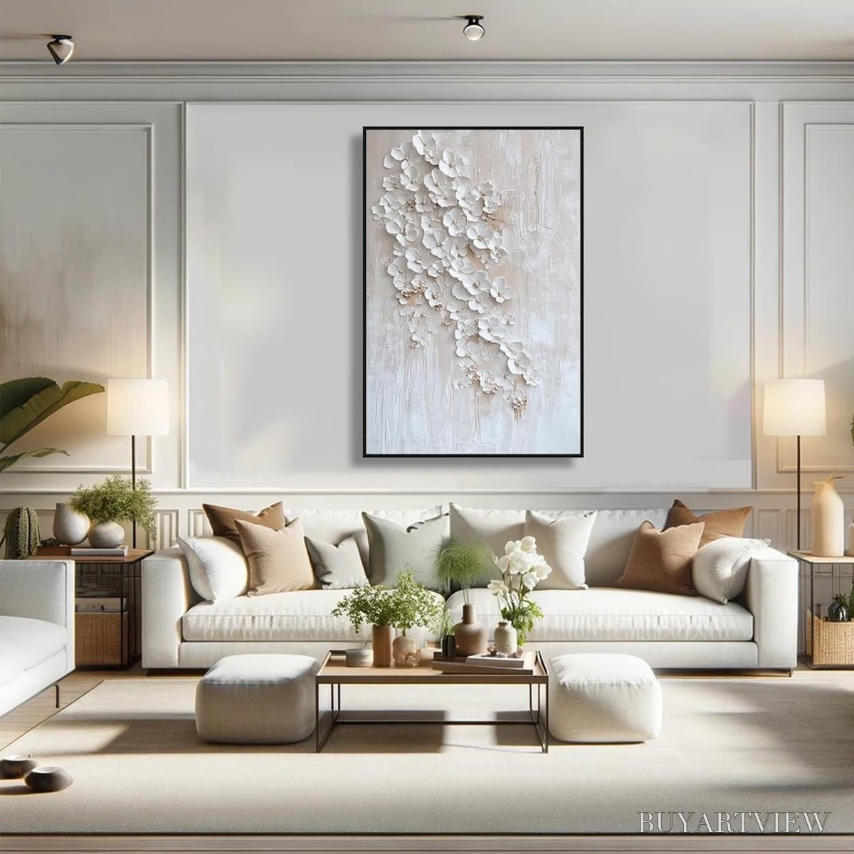 BUYARTVIEW Blossom Cascade – Textured Wabi Sabi 3D Flower Painting - image 5