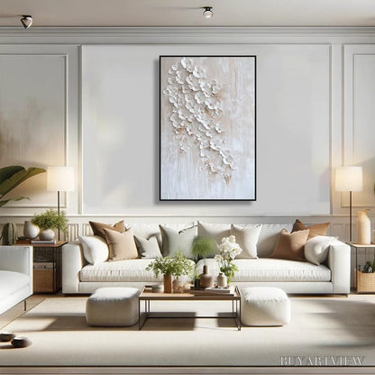 BUYARTVIEW Blossom Cascade – Textured Wabi Sabi 3D Flower Painting - image 5