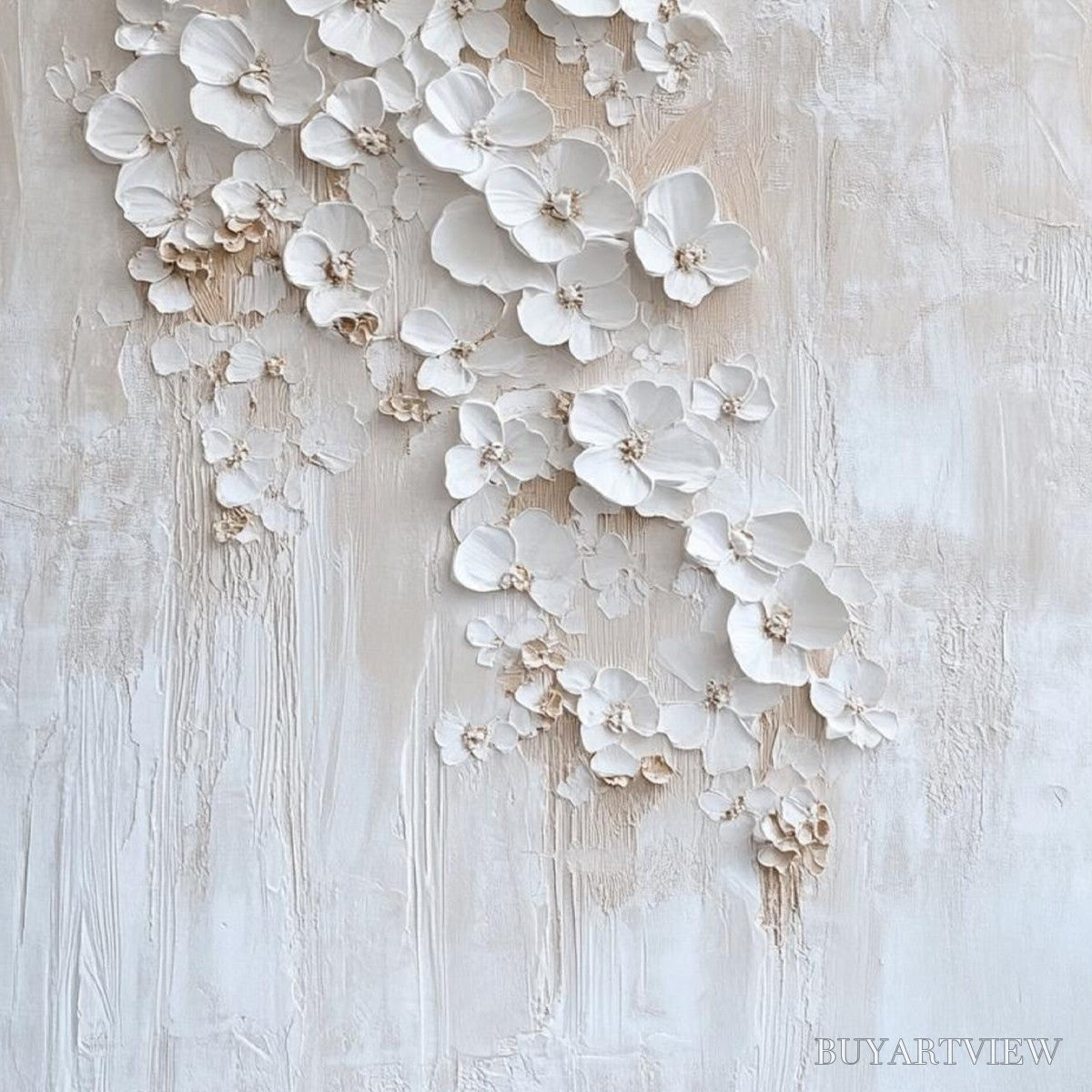 BUYARTVIEW Blossom Cascade – Textured Wabi Sabi 3D Flower Painting - image 6