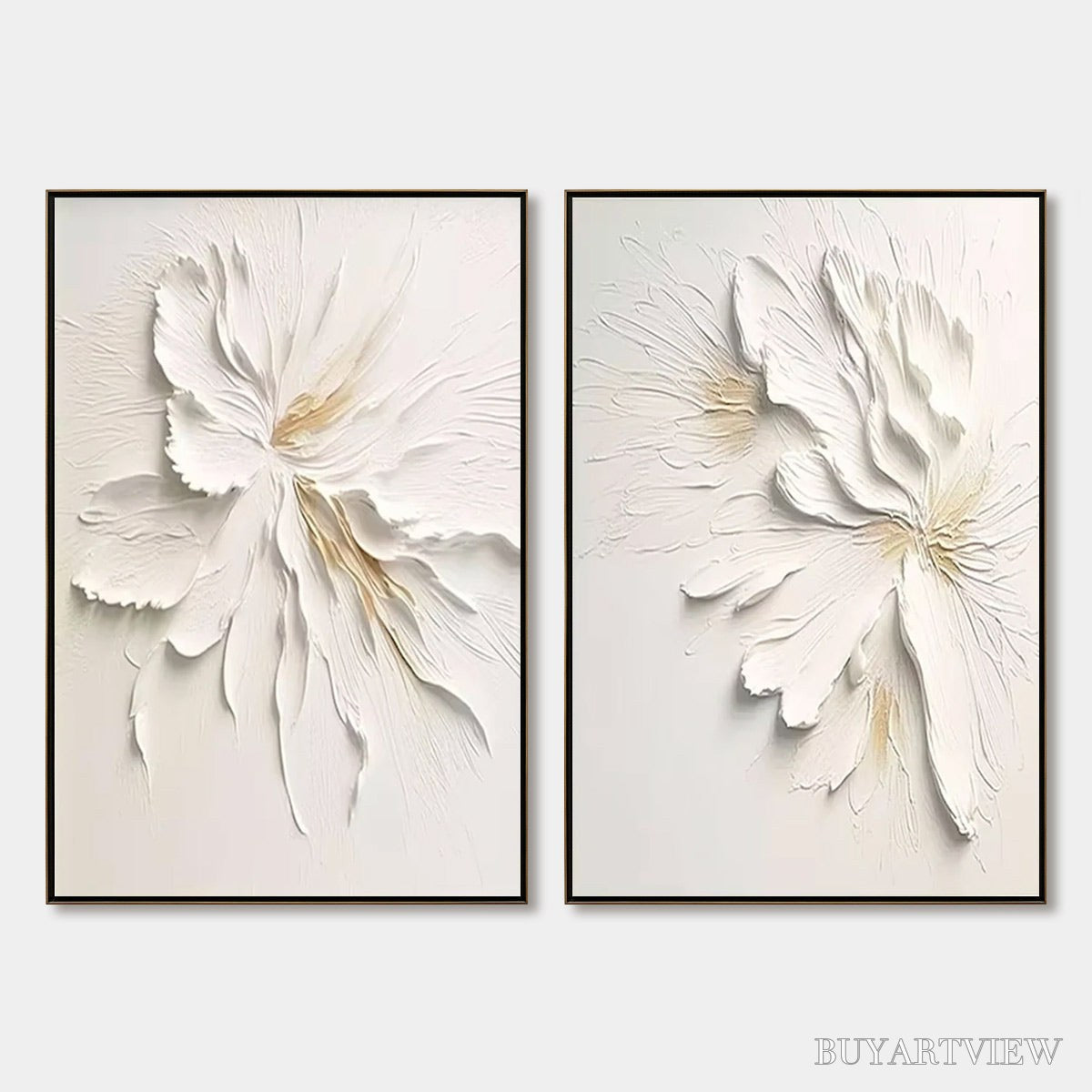 BUYARTVIEW Ivory Whispers – Textured White Floral Impasto Painting Set - image 1