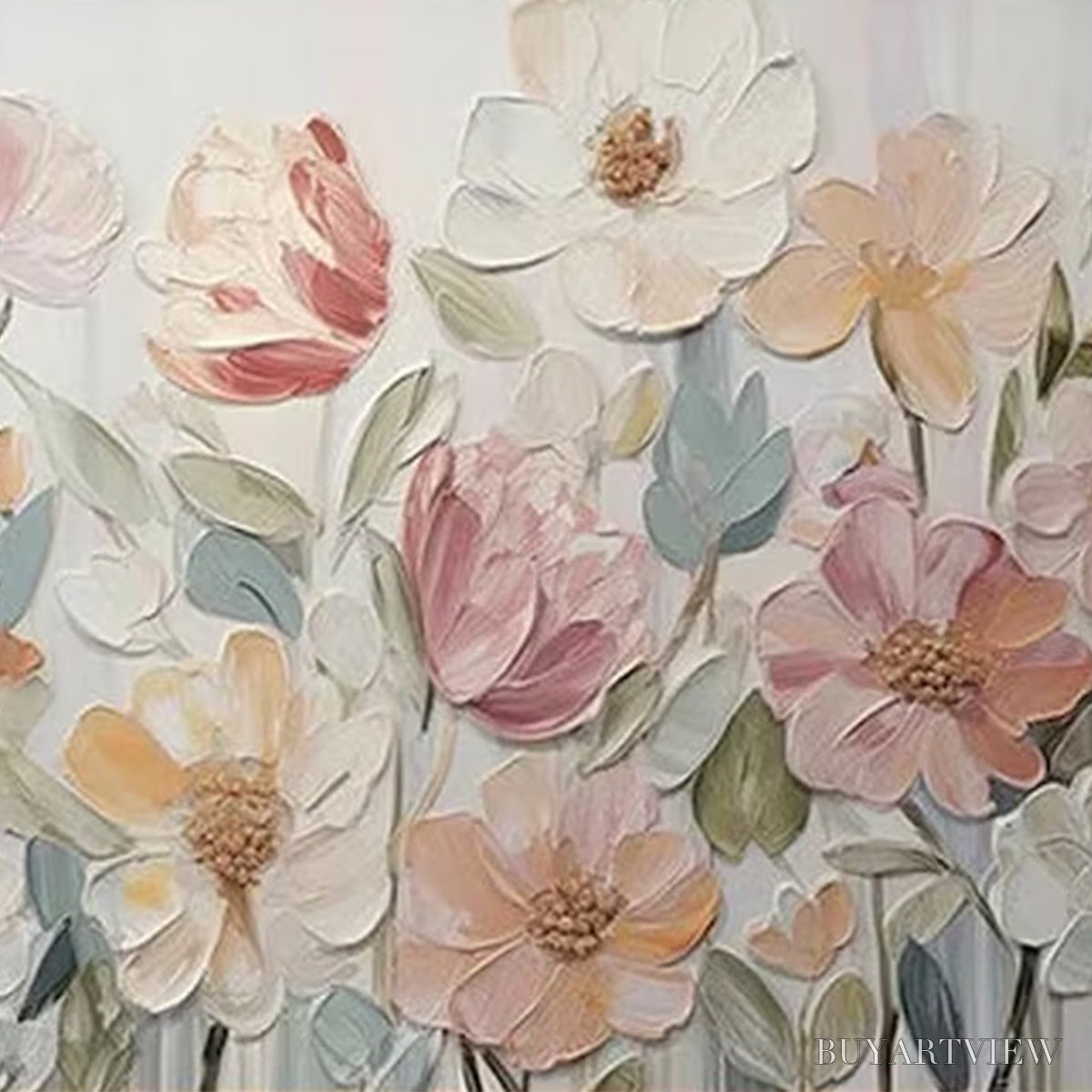 BUYARTVIEW Bloom Whisper – Textured Pastel Floral Oil Painting - image 3