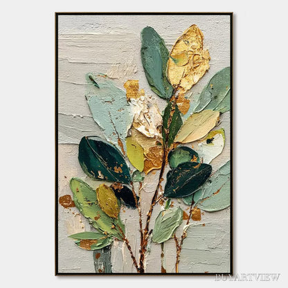 BUYARTVIEW Gilded Botanica – Textured Palette Knife Floral Oil Painting - image 1