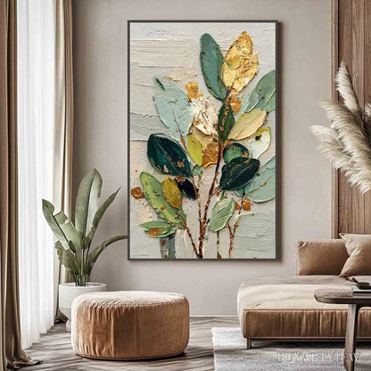 BUYARTVIEW Gilded Botanica – Textured Palette Knife Floral Oil Painting - image 2