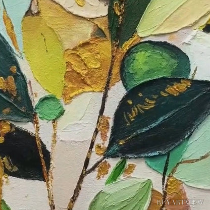 BUYARTVIEW Gilded Botanica – Textured Palette Knife Floral Oil Painting - image 3