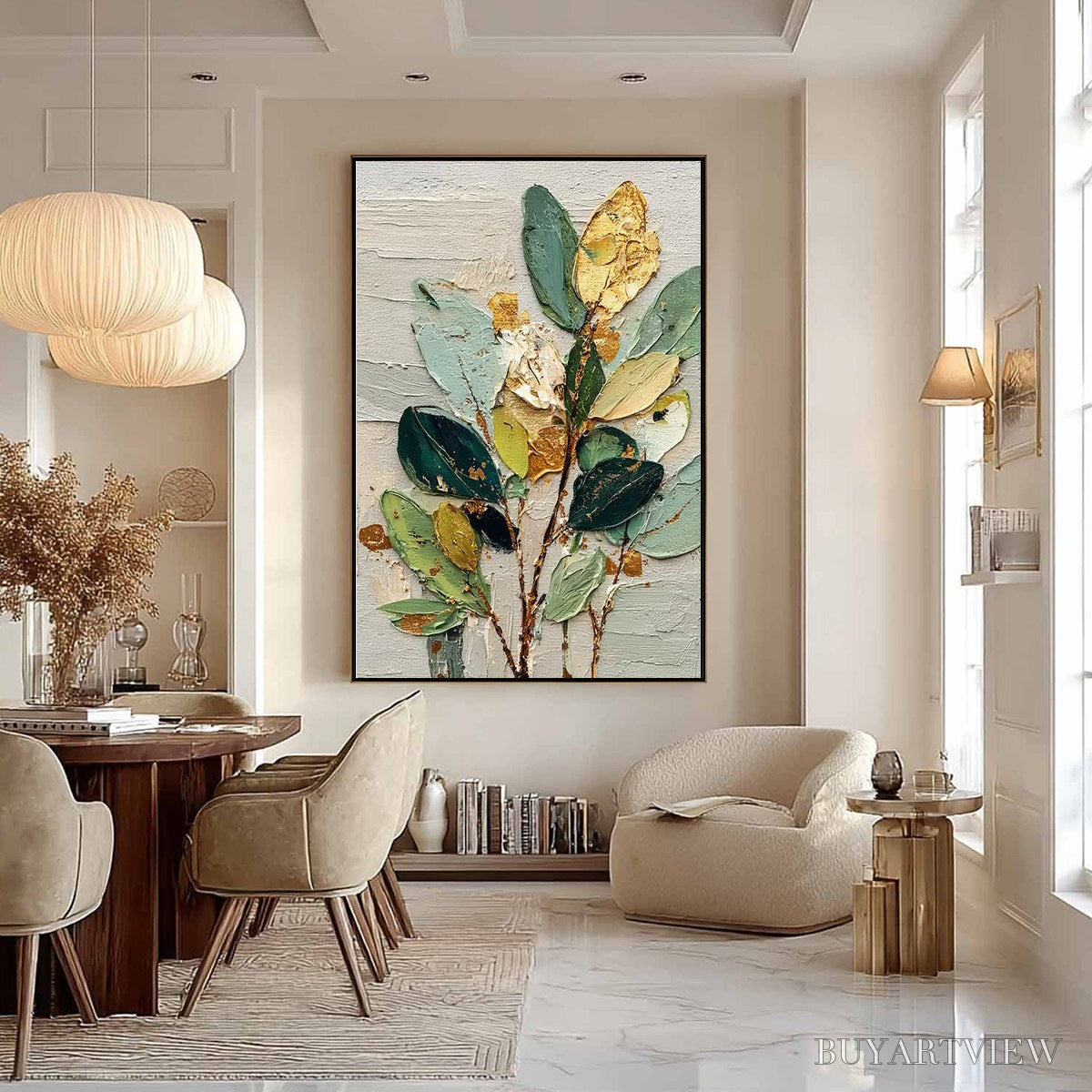 BUYARTVIEW Gilded Botanica – Textured Palette Knife Floral Oil Painting - image 4
