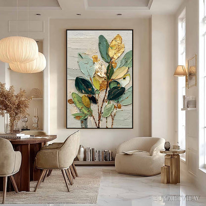 BUYARTVIEW Gilded Botanica – Textured Palette Knife Floral Oil Painting - image 4