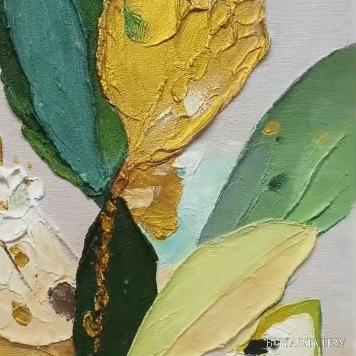 BUYARTVIEW Gilded Botanica – Textured Palette Knife Floral Oil Painting - image 5