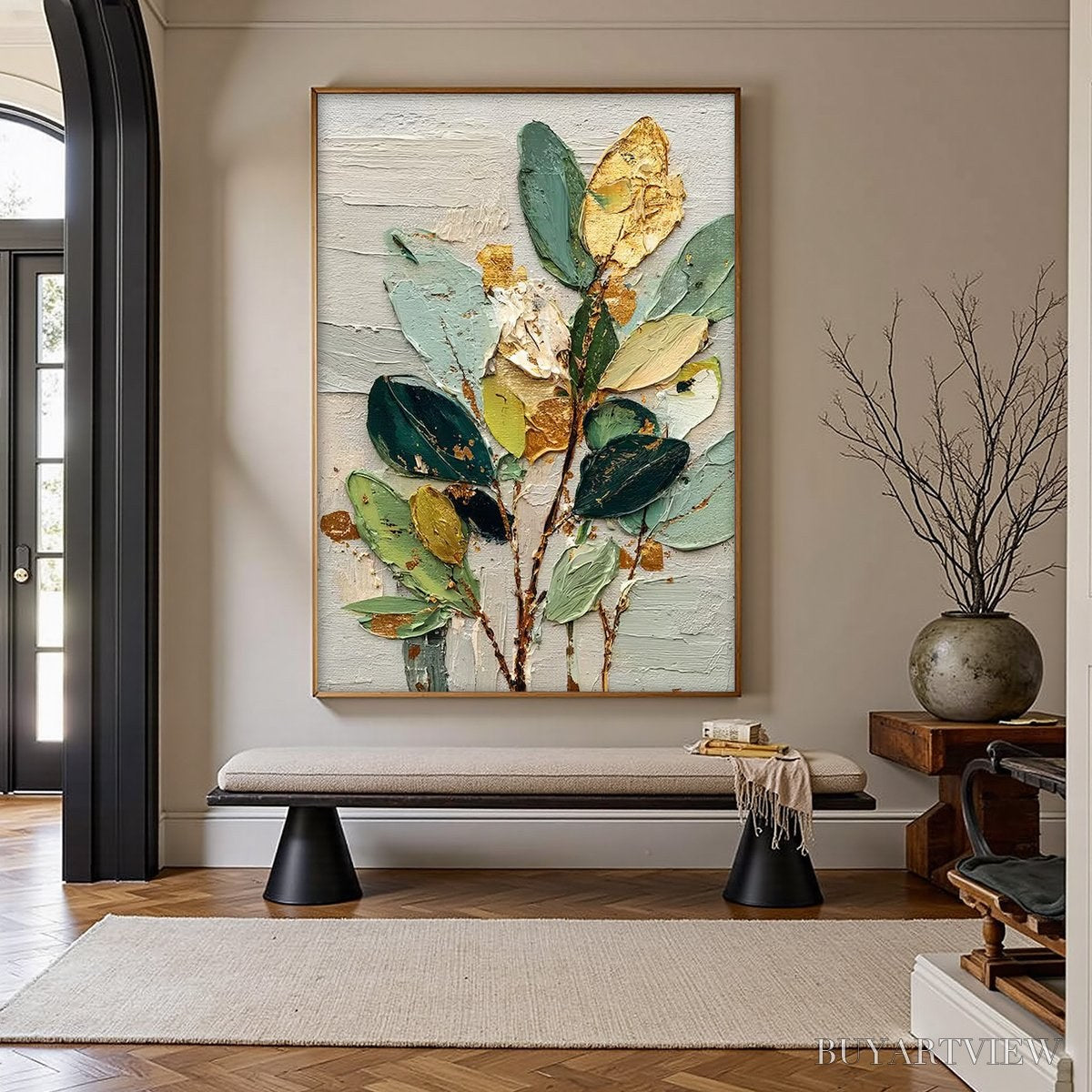 BUYARTVIEW Gilded Botanica – Textured Palette Knife Floral Oil Painting - image 6