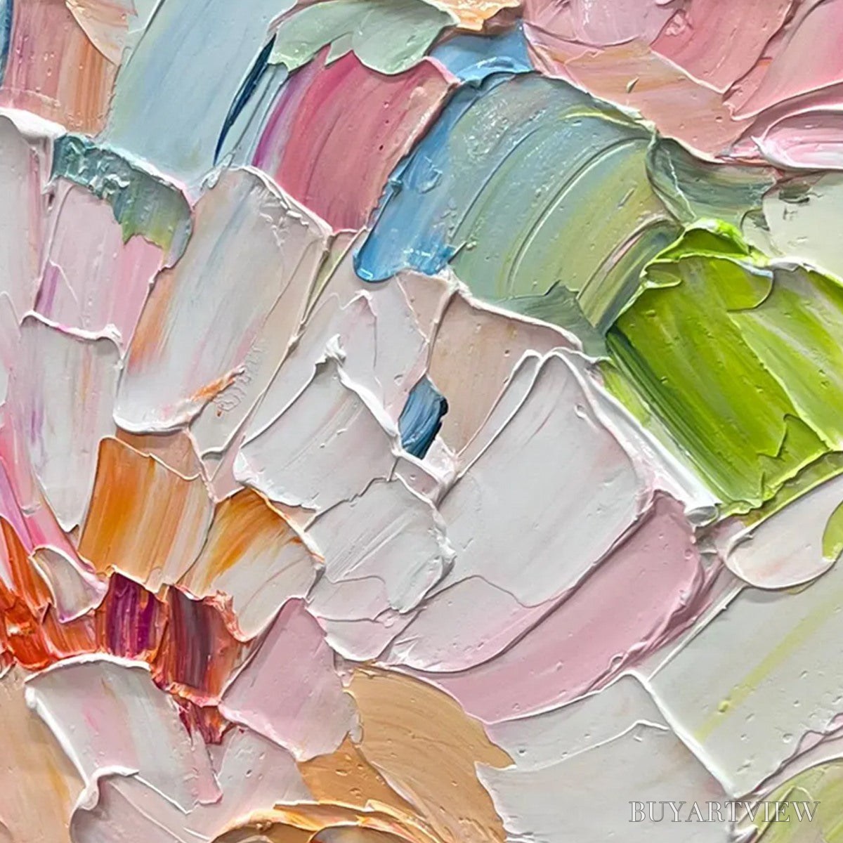 BUYARTVIEW Blossom Chorale – Textured Impressionist Floral Diptych Oil Painting - image 6