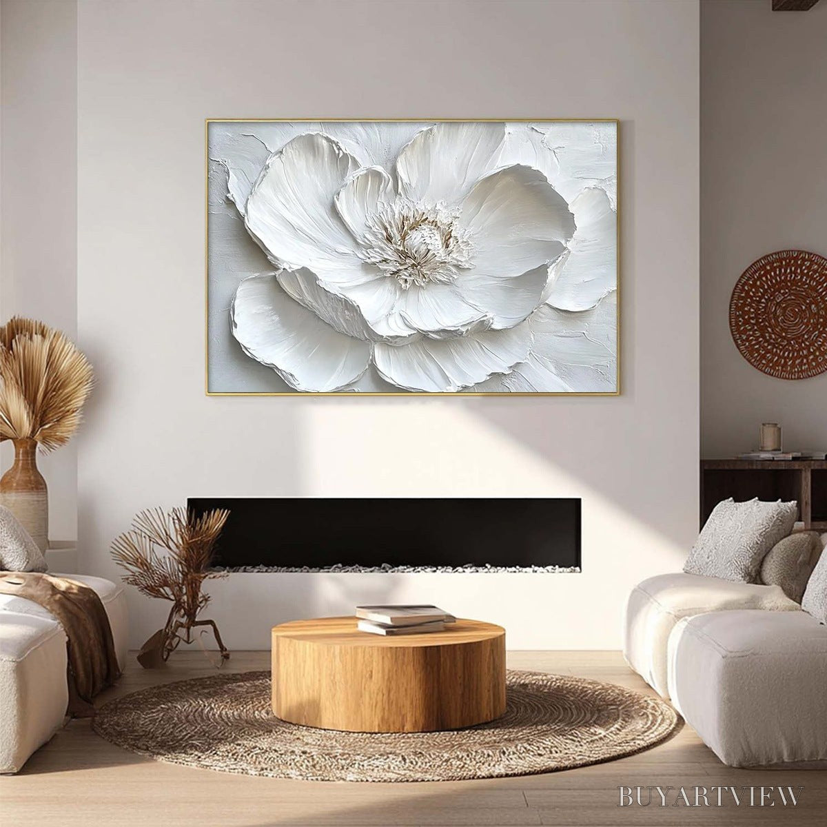 BUYARTVIEW Ivory Bloom – Minimalist Textured Floral Oil Painting - image 2