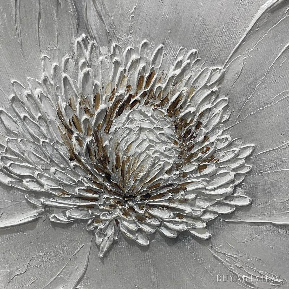 BUYARTVIEW Ivory Bloom – Minimalist Textured Floral Oil Painting - image 4
