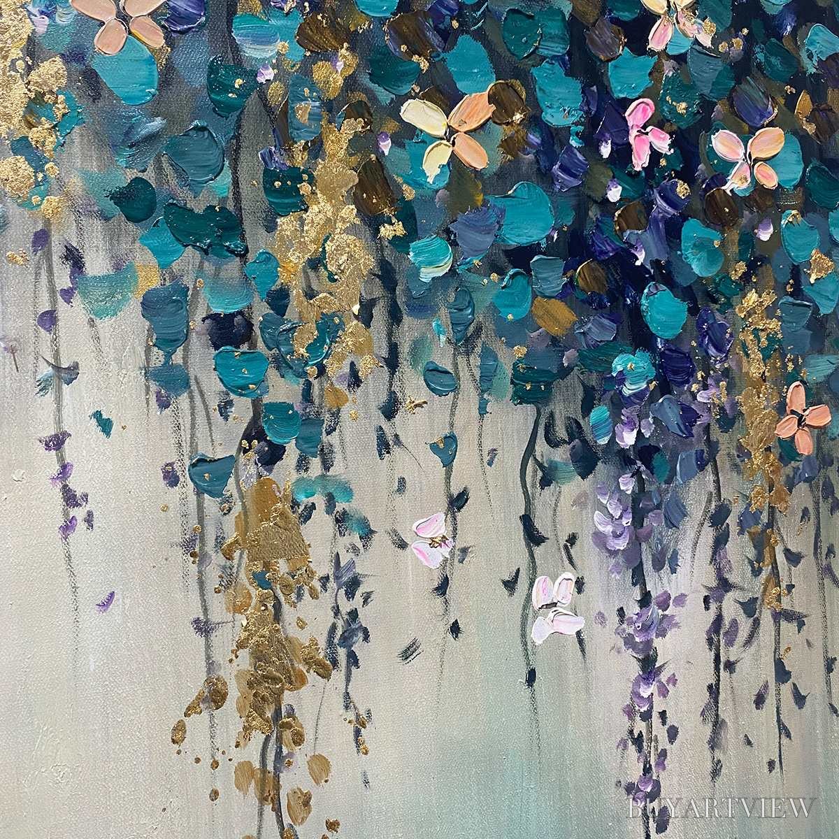 BUYARTVIEW Ready to Ship | Cascade – Panoramic Floral and Butterfly Oil Painting - image 4