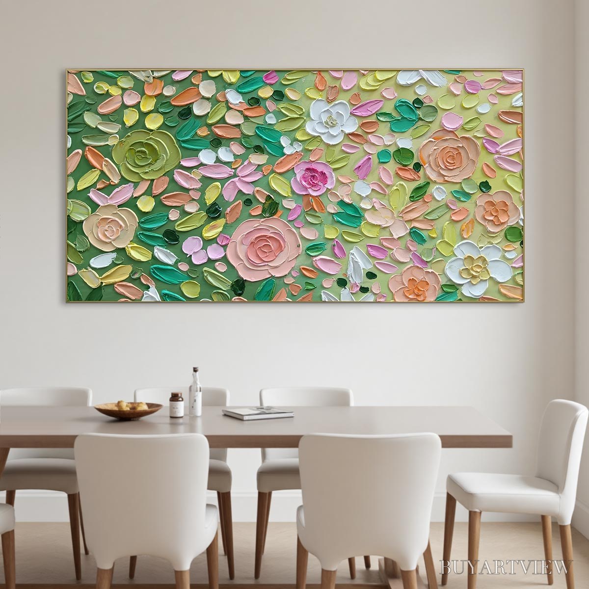 BUYARTVIEW Ready to Ship | Garden Rhapsody | 28''X56'' | 70x140cm | Gold Frame - image 1
