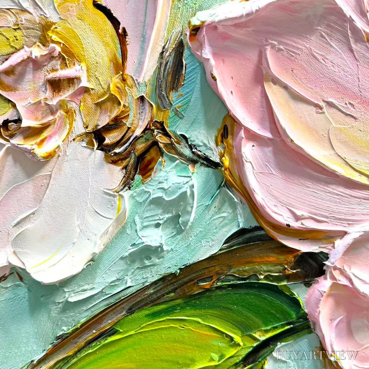 BUYARTVIEW Ready to Ship | Blossom Serenade – Textured Impasto Floral Oil Painting - image 2