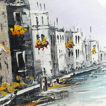BUYARTVIEW Ready to Ship | Parisian Autumn Stroll | 20''X40'' | 50x100cm | Gold Frame - image 2