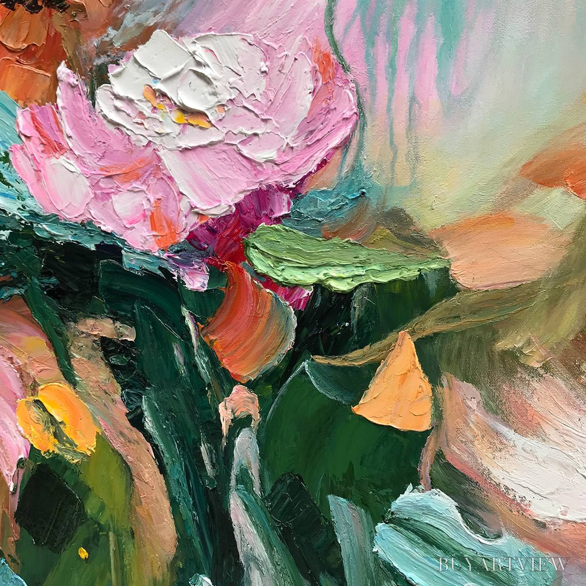 BUYARTVIEW Ready to Ship | Blooming Romance – Impressionistic Floral Oil Painting - image 4