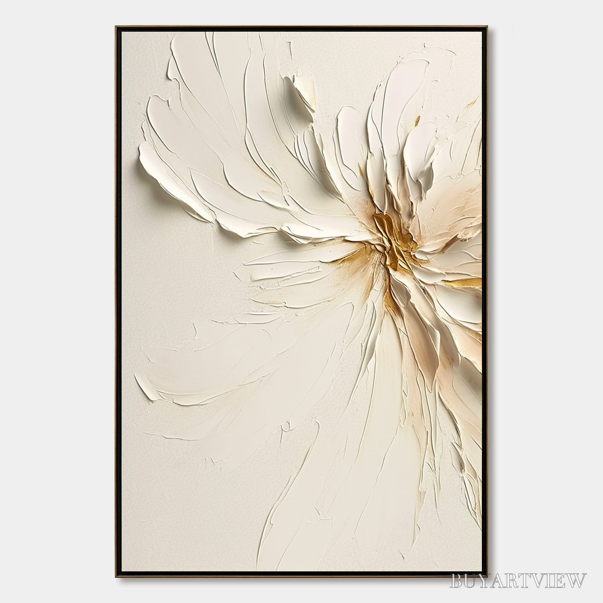 BUYARTVIEW Golden Heart – Textured Impasto Abstract Floral Painting - image 1