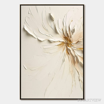 BUYARTVIEW Golden Heart – Textured Impasto Abstract Floral Painting - image 1
