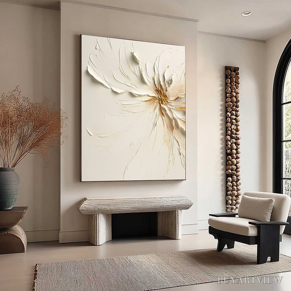 BUYARTVIEW Golden Heart – Textured Impasto Abstract Floral Painting - image 2