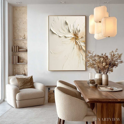 BUYARTVIEW Golden Heart – Textured Impasto Abstract Floral Painting - image 5