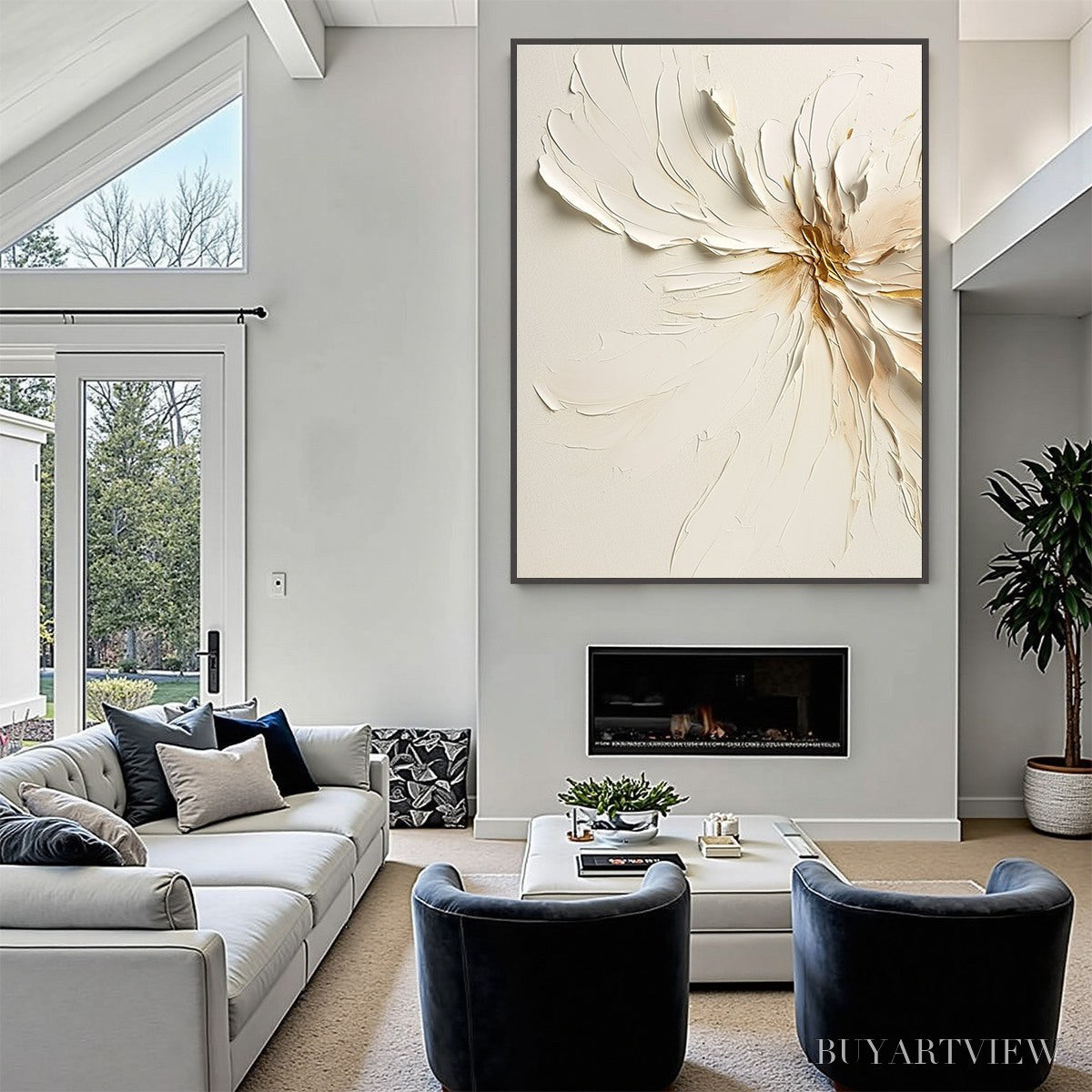 BUYARTVIEW Golden Heart – Textured Impasto Abstract Floral Painting - image 6