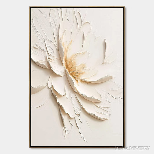 BUYARTVIEW Alabaster Bloom – Textured Impasto Floral Oil Painting - image 1