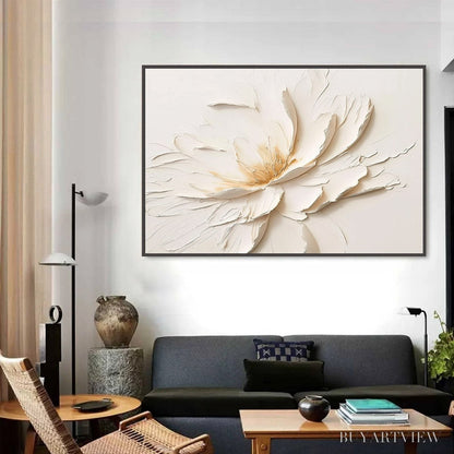 BUYARTVIEW Alabaster Bloom – Textured Impasto Floral Oil Painting - image 3