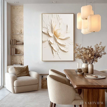 BUYARTVIEW Alabaster Bloom – Textured Impasto Floral Oil Painting - image 5
