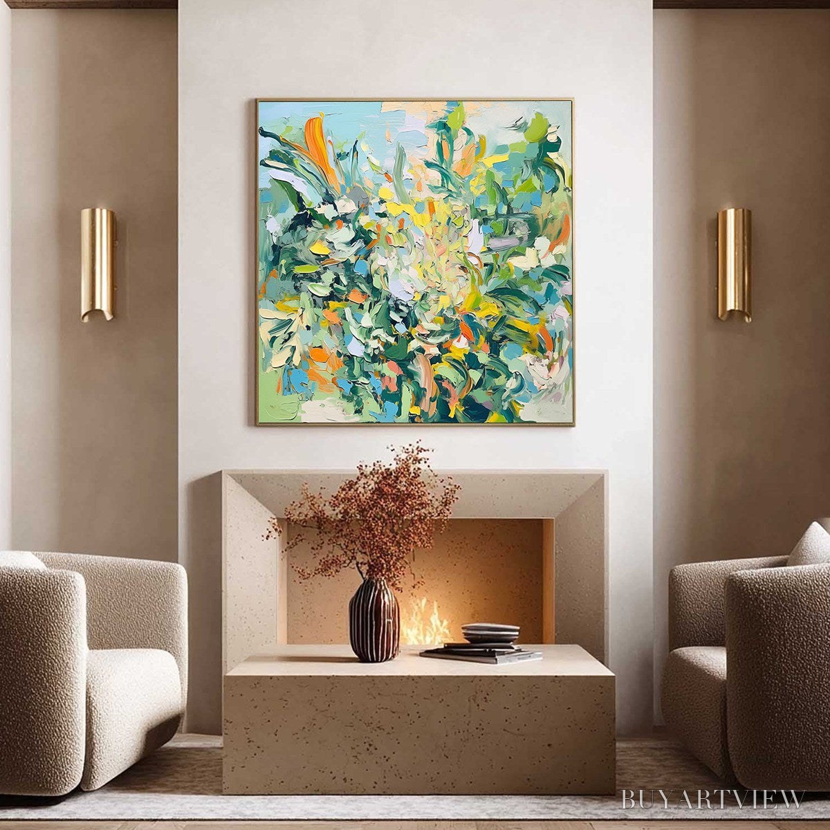 BUYARTVIEW Botanical Whirl – Abstract Impressionist Floral Painting - image 5